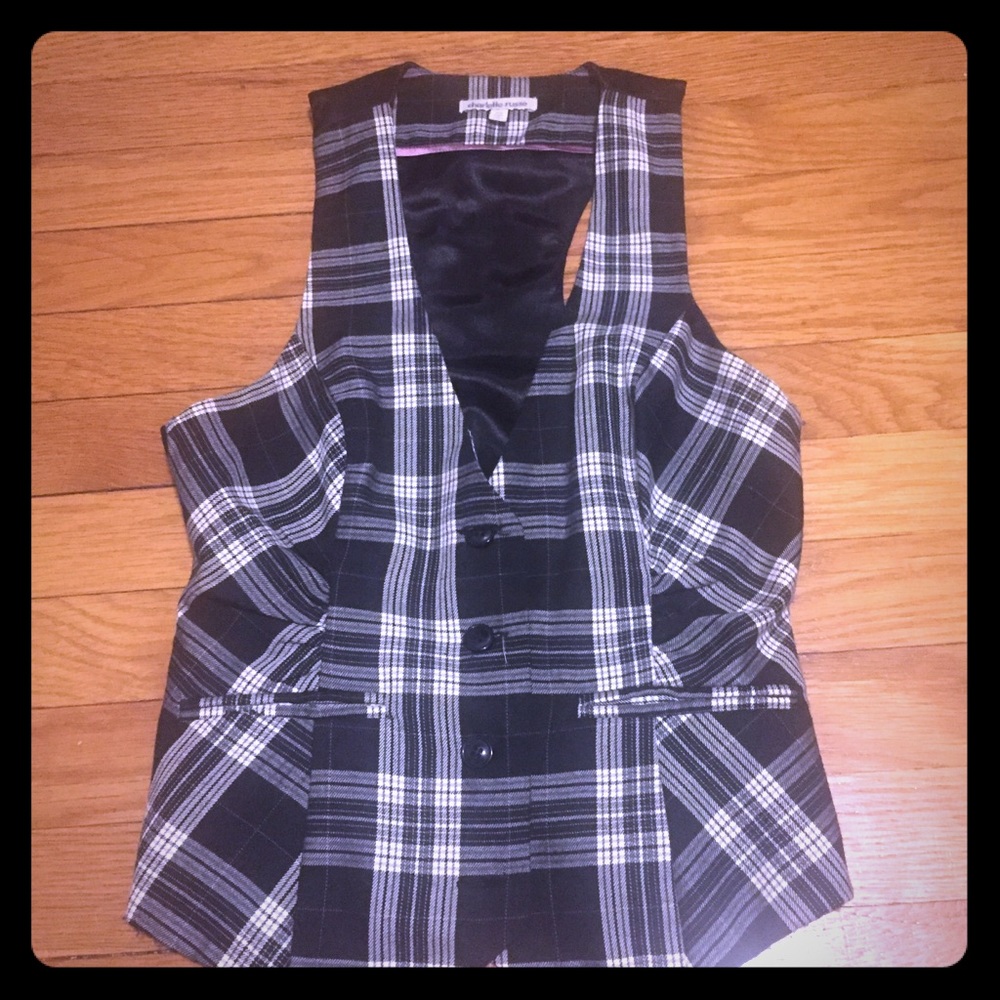 Plaid button vest, size small
